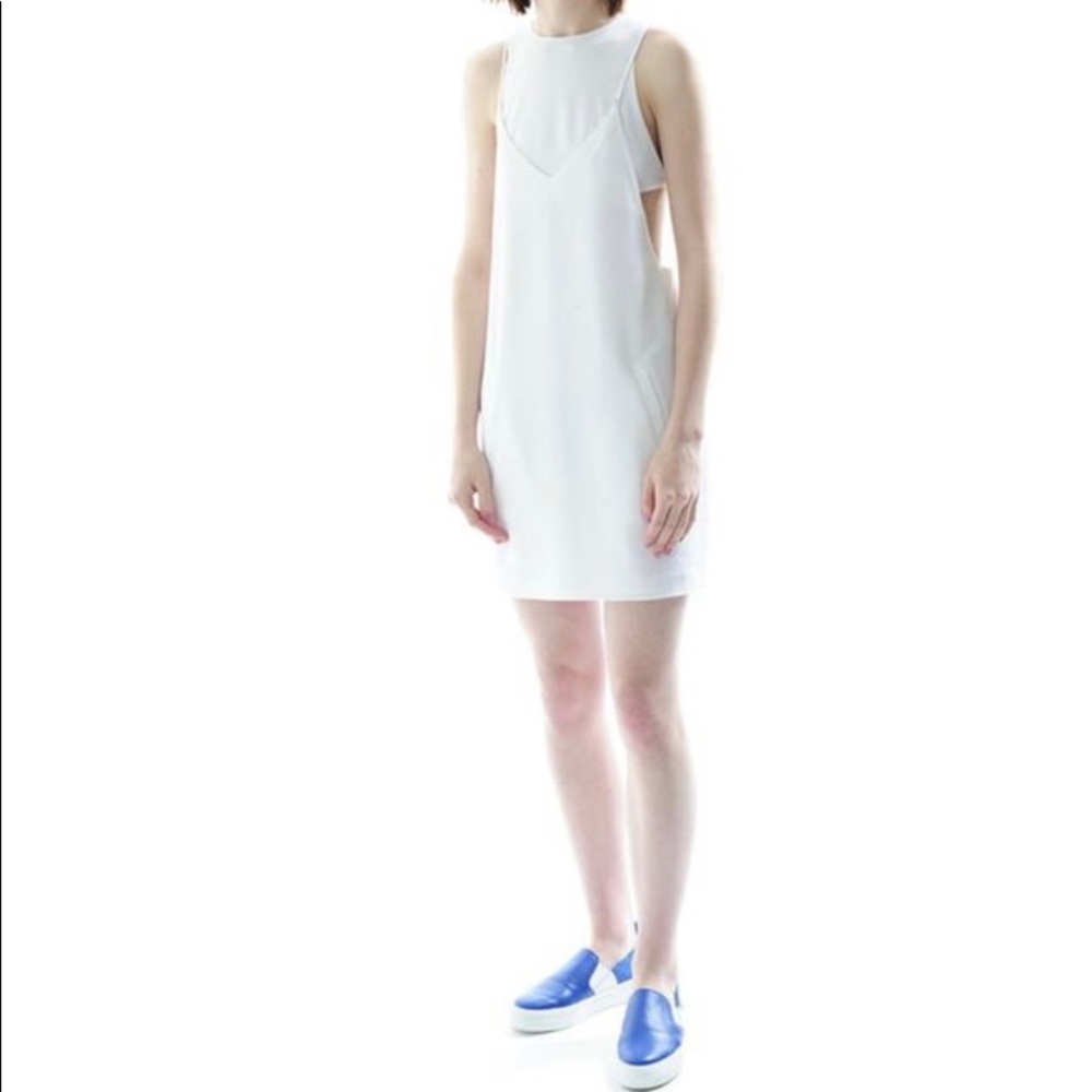 White poly crepe Bra strap camisole Casual dress